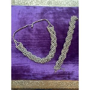 1950s rhinestone necklace and bracelet braided choker wedding prom 50s jewelry
